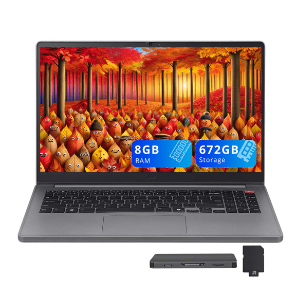 LG Gram 15.6" FHD Business Laptop, Intel Core i5-1334U, 8GB RAM, 672GB Storage (512GB SSD+160GB Docking Station Set), Intel Iris Xe Graphics, Numeric Keypad, HD Webcam, Wi-Fi 6, Win 11, Silver