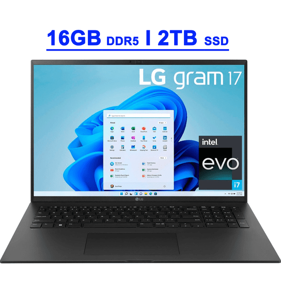 LG Gram 17 Premium Ultra-thin Business Laptop 17" WQXGA IPS Touchscreen (DCI-P3 99%) Intel 12-Core i7-1360P 16GB DDR5 2TB SSD Backlit Thunderbolt4 Long-Lasting Battery Win11 Black
