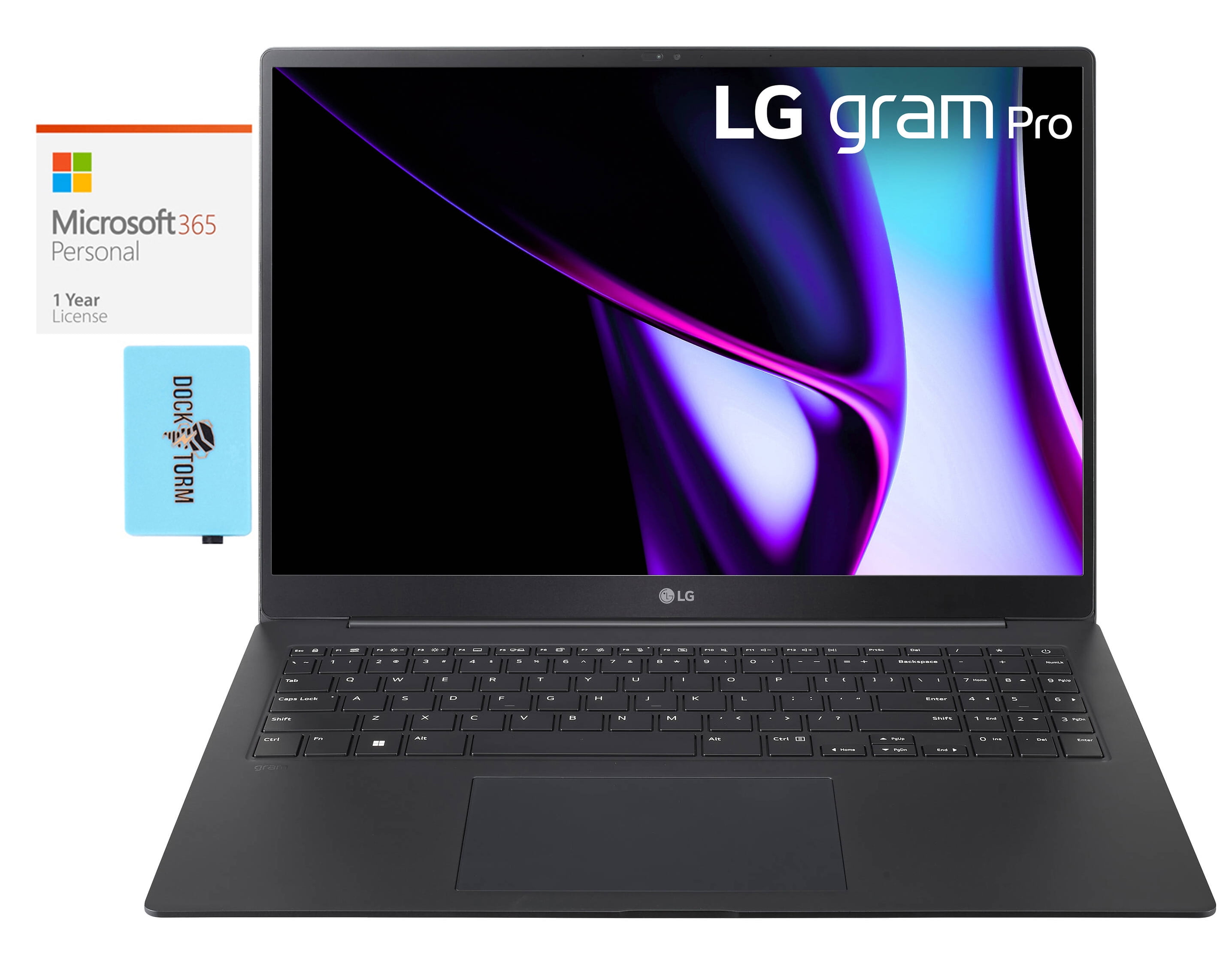 LG Gram Pro Home/Business Laptop (Intel Ultra 7-155H 16-Core, 16.0in 120 Hz 2.8K (2880x1800), GeForce RTX 3050, 32GB LPDDR5X 7466MHz RAM, Win 11 Pro) with Microsoft 365 Personal , Dockztorm Hub