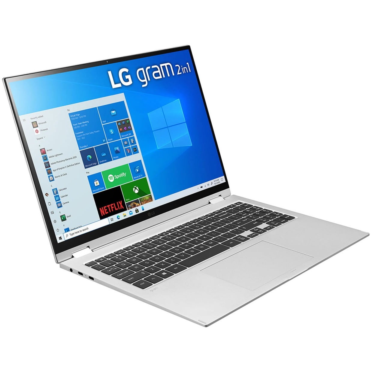 LG gram 16" Touchscreen 2-in-1 Laptop, Intel Core i7 i7-1165G7, 2TB SSD, Windows 10 Home, 16T90P-K.ADS9U1
