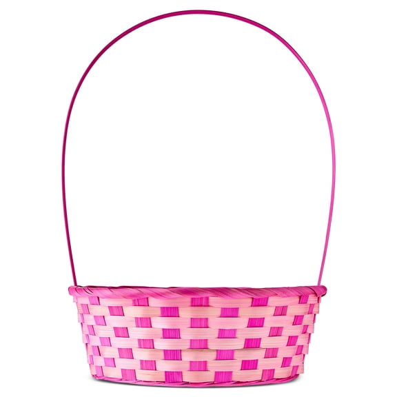 Round Bamboo Basket, Pink, 10" x 15", Easter by Way To Celebrate