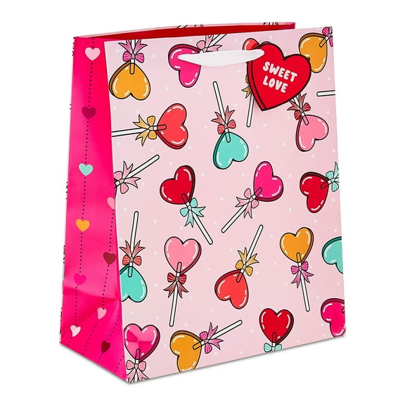 Large Heart Lollipop Gift Bag, Multicolor, 10" x 5" x 12", Valentine's Day by Way To Celebrate