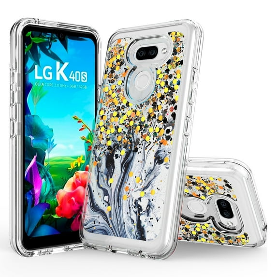 LG Harmony 4 Case, LG Xpression Plus 3 Case, LG Premier Pro Plus Case, Rosebono Hybrid Bling Glitter Sparkle Epoxy Graphic Marble Armor Case for LG Harmony 4 (Blue)