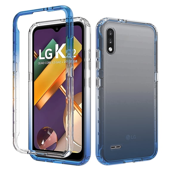 LG K22 Case, LG K22 Plus Case, LG K32 Case, Rosebono Full-Body Rugged Ultra Transparency Hybrid Protective Case With Built-in Screen Protector for LG K22+ / LG K32 (Blue)