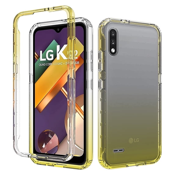 LG K22 Case, LG K22 Plus Case, LG K32 Case, Rosebono Full-Body Rugged Ultra Transparency Hybrid Protective Case With Built-in Screen Protector for LG K22+ / LG K32 (Yellow)