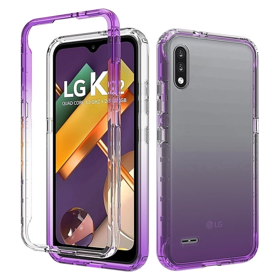 LG K22 Case, LG K22 Plus Case, LG K32 Case, Rosebono Full-Body Rugged Ultra Transparency Hybrid Protective Case With Built-in Screen Protector for LG K22+ / LG K32 (Purple)
