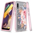 thumbnail image 1 of LG K22 Case, LG K22 Plus Case, LG K32 Case, Rosebono Graphic Design Shockproof Impact Resistant Protective Full-Body Rugged Clear Hybrid Bumper Case for LG K22+ (Pink Flower), 1 of 4