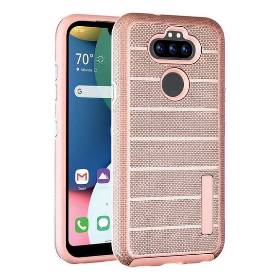 LG K31 /Aristo 5 /Fortune 3 Phone Case Drop-Protection TPU Hybrid Impact Heavy Duty Dual Layers Protective Textured Grip Anti Slip Armor Rugged Cover ROSE GOLD for LG Aristo 5, LG K31, LG Fortune 3