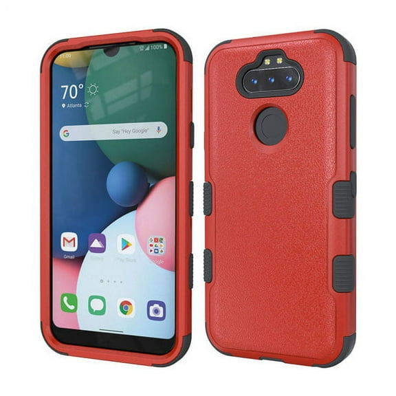 LG K31 /Aristo 5 /Fortune 3 Phone Case Hybrid 3 Layers Body Rugged Hard & Silicone TPU Shockproof Impact Armor Rubber [Military-Grade] Protective Cover RED for LG Aristo 5, LG K31, LG Fortune 3