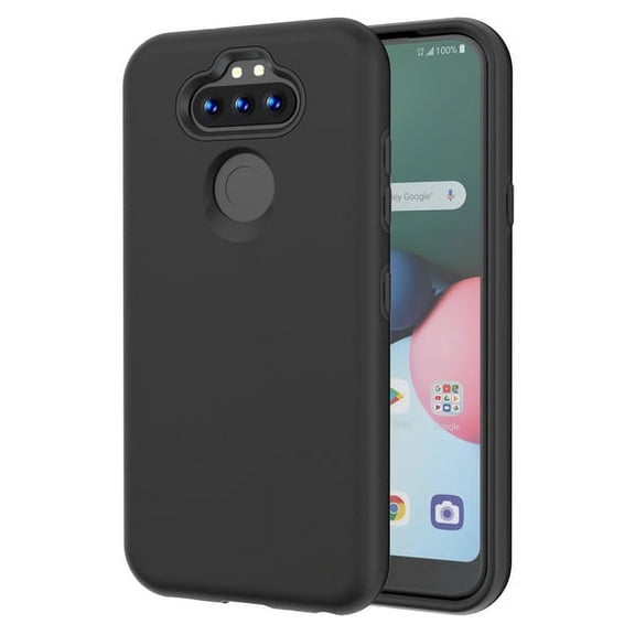 LG K31 /Aristo 5 /Fortune 3 Phone Case Slim Hybrid Armor Grip Shockproof Impact [Shock Absorption] Rubber Dual Layer Rugged Protective Hard PC & TPU BLACK Cover for LG Aristo 5, LG K31, LG Fortune 3