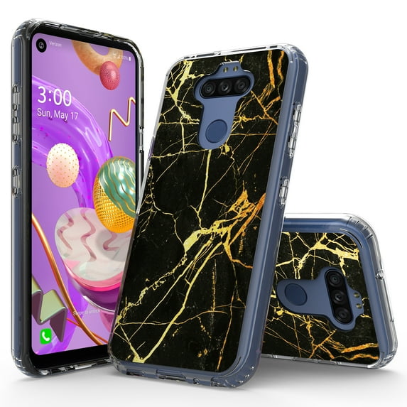 LG K31 Case, LG K8X/Aristo 5 Plus/Aristo 5/Phoenix 5/Fortune 3/Risio 4/Tribute Monarch Case, Rosebono Glitter Sparkle Laser Black Marble Graphic Fashion Cute Skin Cover Case for LG K31