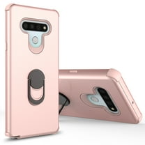 LG K31 Case, LG K8X/Aristo 5 Plus/Aristo 5/Phoenix 5/Fortune 3/Risio 4/Tribute Monarch Case, Rosebono 3-Layer Slim Hard Cover With Metal Ring Stand Armor Case for LG K31 (Rose Gold)