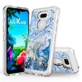 thumbnail image 1 of LG K31 Case, LG K8X/Aristo 5 Plus/Aristo 5/Phoenix 5/Fortune 3/Risio 4/Tribute Monarch Case, Rosebono Hybrid Bling Glitter Sparkle Epoxy Graphic Marble Armor Case for LG K31 (Blue), 1 of 5