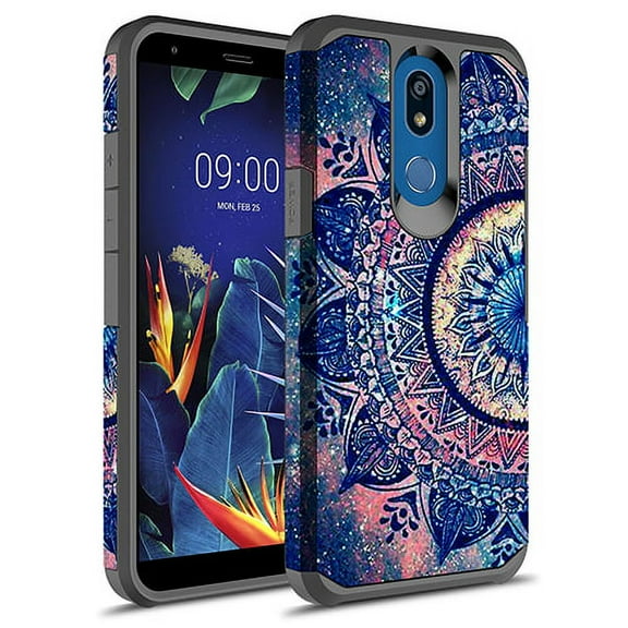 LG K40 Case,LG Solo LTE Case, LG K12 Plus Case, LG X4 2019 Case, KAESAR Slim Hybrid Dual Layer Shockproof Hard Cover Graphic Fashion Cute Colorful Silicone Skin Cover Armor Case for LG K40 (Mandala)
