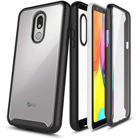 For LG K40 Case, LG Solo LTE/Xpression Plus 2/Harmony 3 with Built-in Screen Protector, Nagebee Full-Body Protective Rugged Bumper Cover, Shockproof Durable Case (Black)