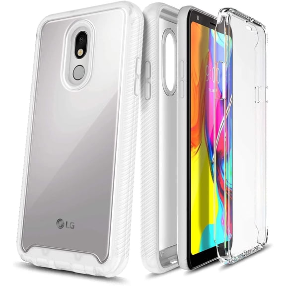 For LG K40 Case, LG Solo LTE/Xpression Plus 2/Harmony 3 with Built-in Screen Protector, Nagebee Full-Body Protective Rugged Bumper Cover, Shockproof Durable Case (Clear)
