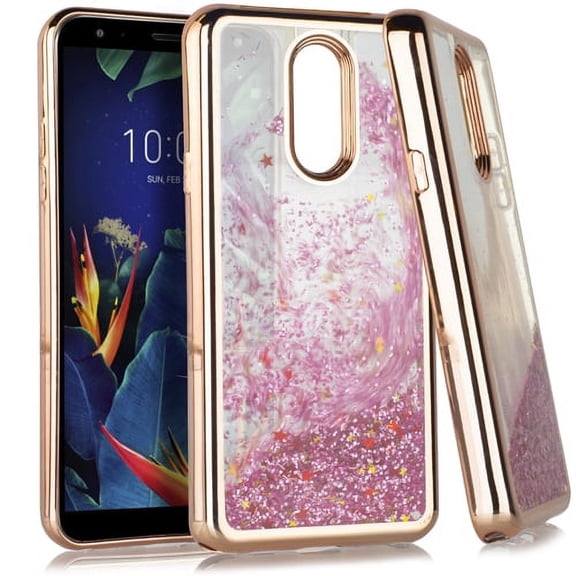 LG K40 Harmony 3 CHROME Glitter Motion Case Rose Gold