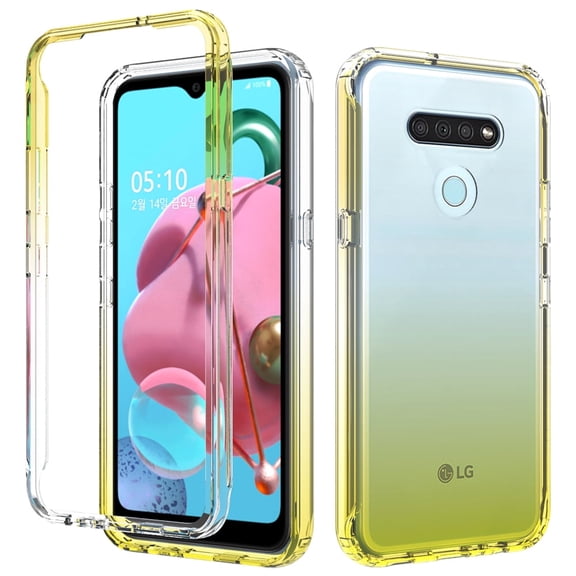 LG K51 Case, Kaesar Full-Body Rugged Ultra Transparency Hybrid Protective Case With Built-in Screen Protector for LG K51 (Yellow)
