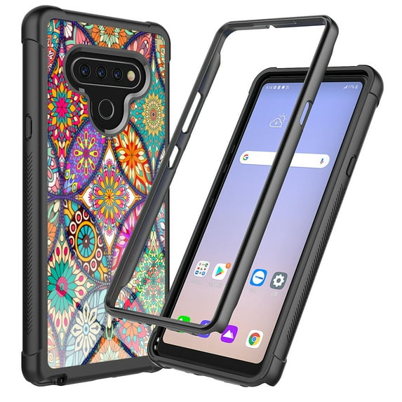 LG K51 Case, Rosebono Hybrid IMD Design Graphic Anti-Scratch Fashion Cute Colorful Silicone Skin Cover Armor Case for LG K51 (Colorful Mandala)