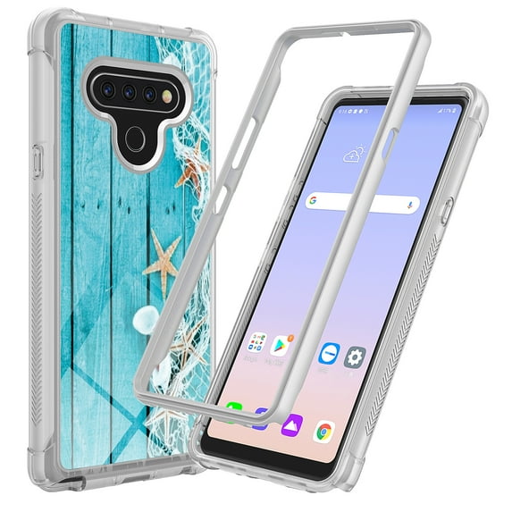 LG K51 Case, Rosebono Hybrid IMD Design Graphic Anti-Scratch Fashion Cute Colorful Silicone Skin Cover Armor Case for LG K51 (Starfish)