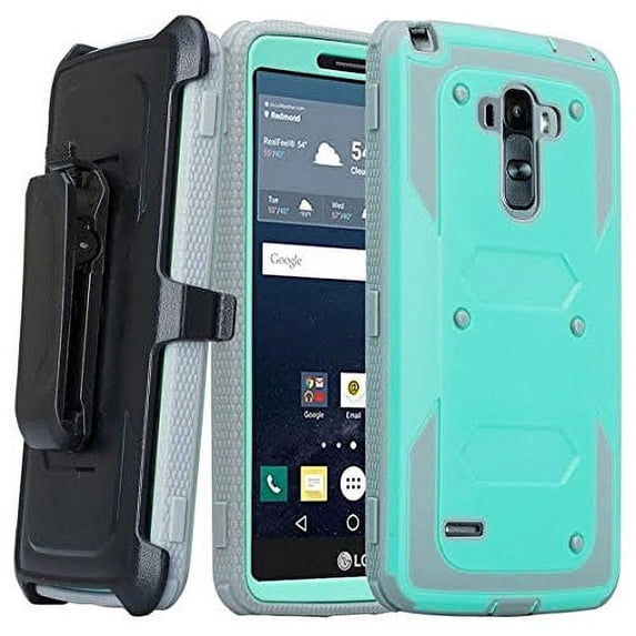 LG K7 Case | LG Tribute 5 Case| LG Treasure Case, Triple Protection 3-1 w/ Built in Screen Protector Heavy Duty Holster Shell Combo Case - Teal