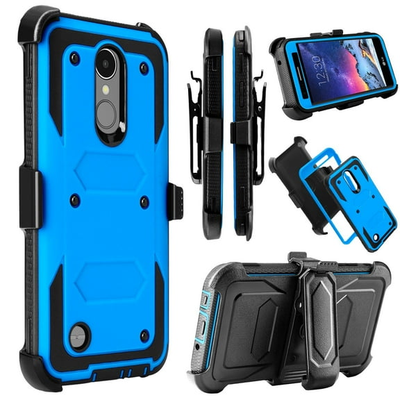 LG K8 2017 Case, LG Tribute Dynasty Case, LG Aristo 2 Case, Mignova Heavy Duty Shockproof Full Body Protection Rugged Case Cover with Swivel Belt Clip and Kickstand for LG Phoenix 3 / LG Fortune(Blue)