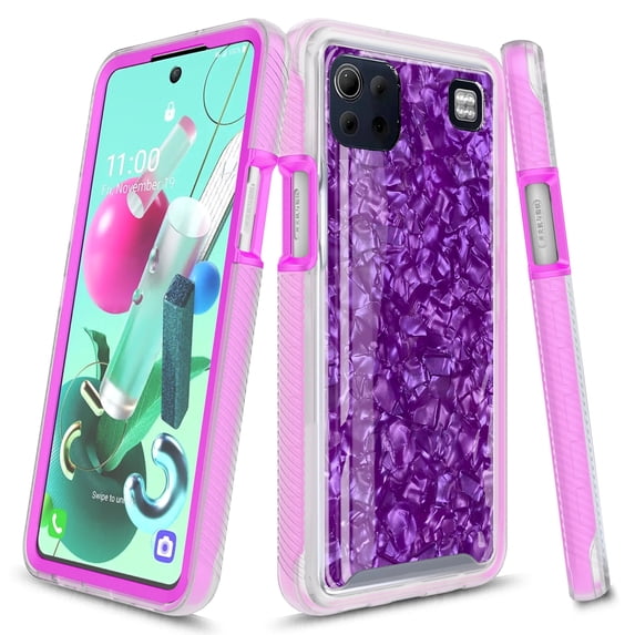 LG K92 5G Case, Rosebono Graphic Design Shockproof Impact Resistant Protective Full-Body Rugged Clear Hybrid Bumper Case For LG K92 5G (Purple Shell)