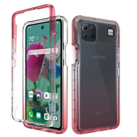LG K92 Case With Built-in Screen Protector, Rosebono Full-Body Rugged Ultra Transparency Grideint Hybrid Protective Case With Built-in Screen Protector for LG K92 5G (Red)