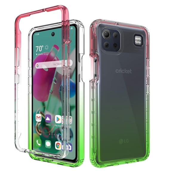LG K92 Case With Built-in Screen Protector, Rosebono Full-Body Rugged Ultra Transparency Grideint Hybrid Protective Case With Built-in Screen Protector for LG K92 5G (Red/Green)