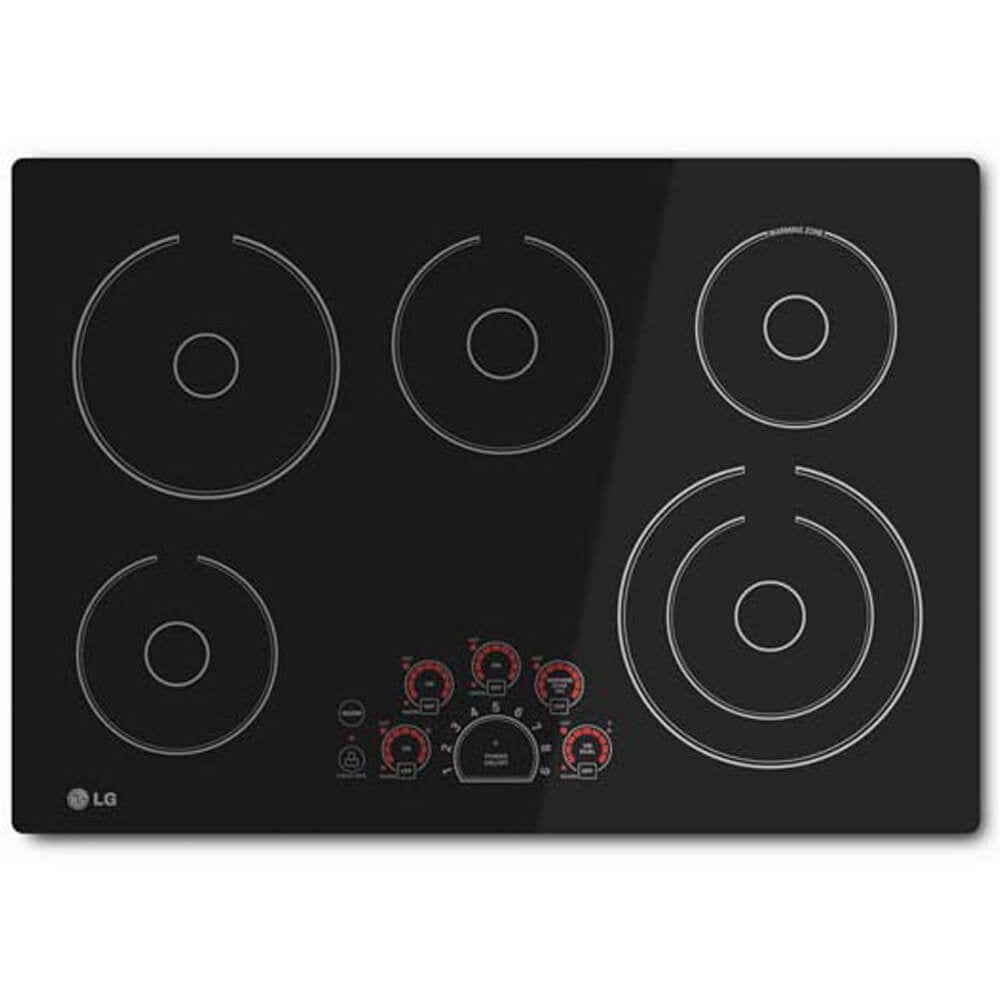 30" Black Ceramic Electric Cooktop with 5 Burners