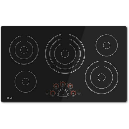 LG - 36" Built-In Electric Cooktop with 5 Elements and Warming Zone - Black