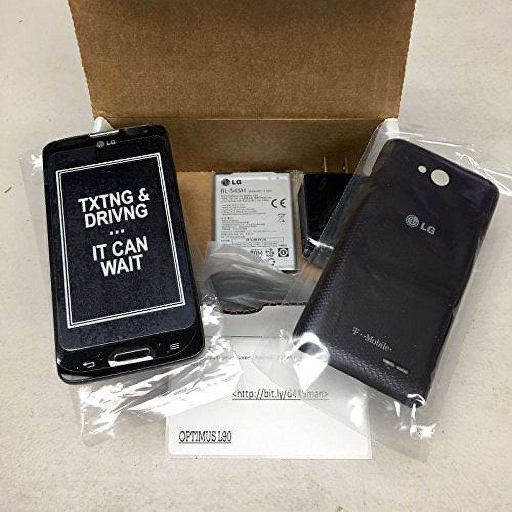 LG LG-D415 Optimus L90 8GB Black Prepaid Smartphone WM Family Mobile - image 1 of 5