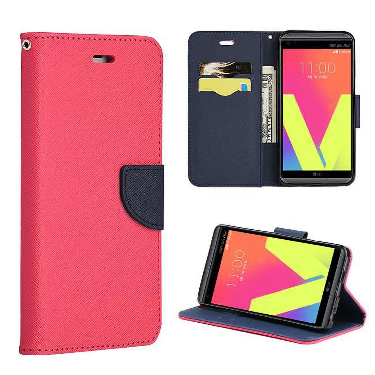 LG LPFLGV20-DIAR-HPNA V20 Diary Wallet Cover with Hot Pink & Navy Blue - image 1 of 3