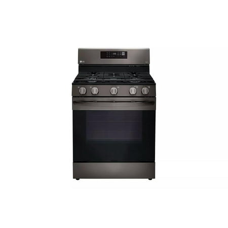 LG - 5.8 Cu. Ft. Smart Freestanding Gas True Convection Range with EasyClean and AirFry - Black Stainless Steel