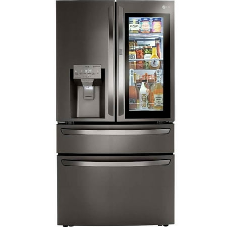 LG - 22.5 Cu. Ft. 4-Door French Door-in-Door Counter-Depth Refrigerator with Craft Ice - Black Stainless Steel