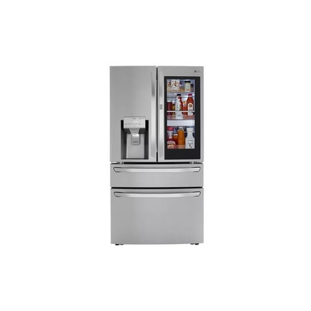 LG - 36-in Wide 22.5 Cu. Ft. 4-Door French Door-in-Door Counter-Depth Smart Refrigerator with Craft Ice - Stainless Steel
