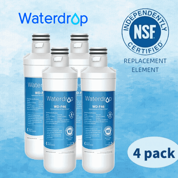 Waterdrop Refrigerator Water Filter, Replacement for LT1000P ,ADQ74793501, ADQ74793502,ADQ747935 ,MDJ64844601, 46-9980, 9980, NSF Certified, Pack of 4