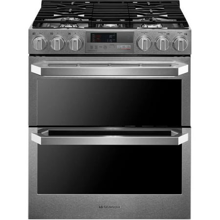 LG - SIGNATURE 30-in Wide 7.3 Cu. Ft. Smart Slide-In Double Oven Dual Fuel True Convection Range with 5 Burners and EasyClean - Textured Steel