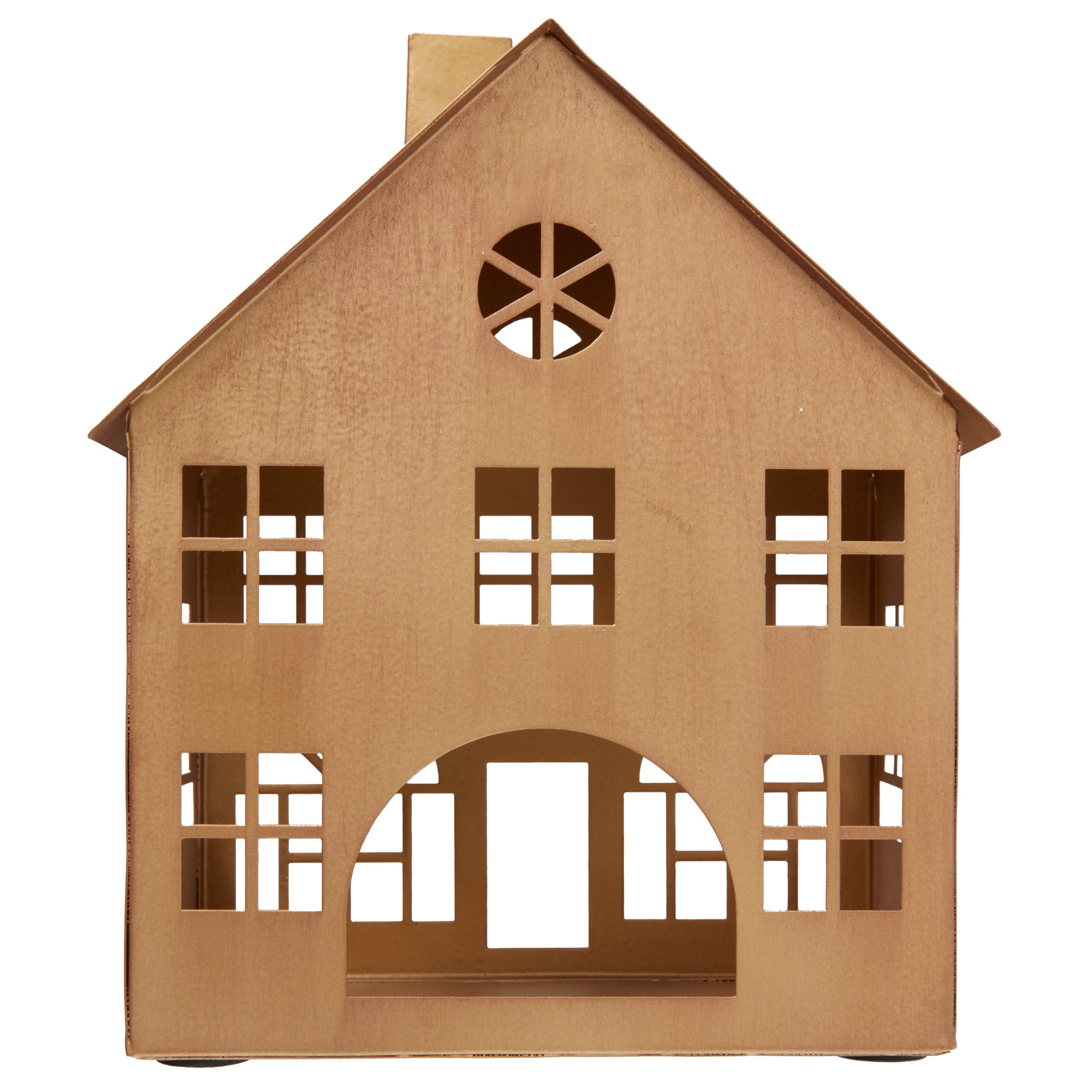 Large Metal Decorative House Christmas Tabletop Decoration, Bronze, 8.5", by My Texas House