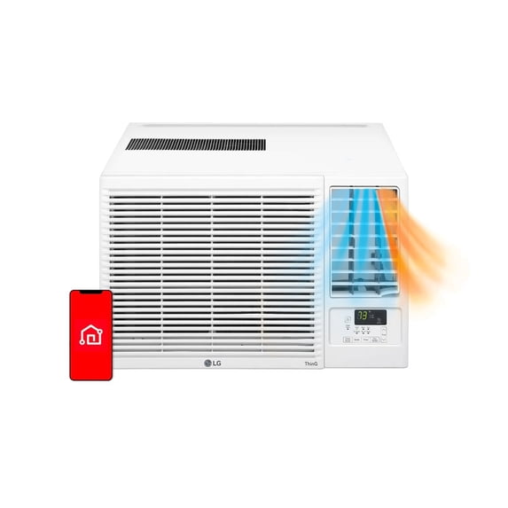 LG 18,000 BTU 230/208-Volt Window Air Conditioner with Cool, Heat and Wi-Fi Control in White, LW1823HRSM
