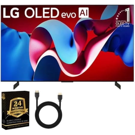 LG OLED42C4PUA OLED evo C4 42 Inch HDR 4K Smart OLED TV + UAX 4K HDMI 2.0 Cable + CPS 24 Months Protection Bundle