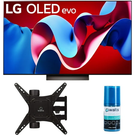 LG OLED48C4PUA 48 Inch Evo C4 Series OLED Smart TV with a Walts TV Medium Full Motion Mount for 32"-65" Compatible TV's and Walts HDTV Screen Cleaner Kit (2024)