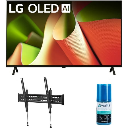 LG OLED55B4PUA 55 Inch OLED B4 4K Smart TV with Dolby Vision with a Walts TV Large/Extra Large Tilt Mount for 43"-90" Compatible TV's and Walts HDTV Screen Cleaner Kit (2024)