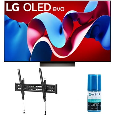 LG OLED55C4PUA 55 Inch Evo C4 Series OLED Smart TV with a Walts TV Large/Extra Large Tilt Mount for 43"-90" Compatible TV's and Walts HDTV Screen Cleaner Kit (2024)