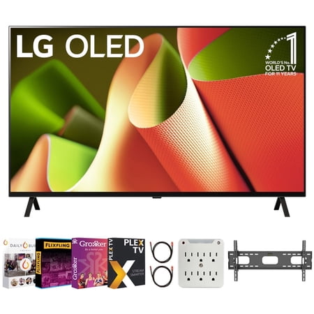 LG OLED65B4PUA 65 Inch OLED B4 Series Smart TV 4K Processor Bundle with Premiere Movie Streaming Package & TV Setup Bundle with Wall Mount + Surge Adapter + HDMI Cable & More (2024 Model)