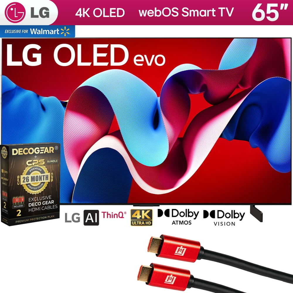 LG 65 in C4 Series 4K OLED evo Smart TV with 2 Year Extended Warranty, OLED65C4PUA, New