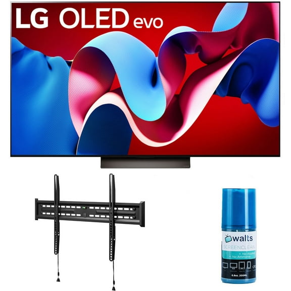 LG OLED65C4PUA 65 Inch Evo C4 Series OLED Smart TV with a Walts TV FIXED-MOUNT-43-90 TV Mount for 43"-90" Compatible TVs and Walts HDTV Screen Cleaner Kit (2024)