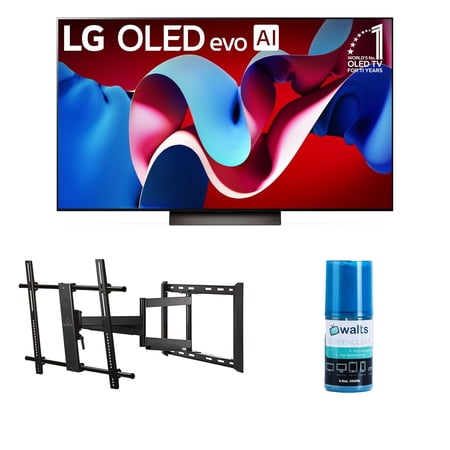 LG OLED65C4PUA 65 Inch Evo C4 Series OLED Smart TV with a Walts TV Large/Extra Large Full Motion Mount for 43"-90" Compatible TV's and Walts HDTV Screen Cleaner Kit (2024)
