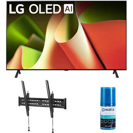 LG OLED77B4PUA 77 Inch OLED B4 4K Smart TV with Dolby Vision with a Walts TV Large/Extra Large Tilt Mount for 43"-90" Compatible TV's and Walts HDTV Screen Cleaner Kit (2024)