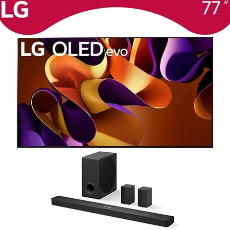 LG OLED77G4WUA 77 Inch OLED evo G4 Series Smart TV 4K HDR 2024 Bundle with LG Soundbar for TV with Wireless Dolby Atmos and Rear Speakers 7.1.3 Ch
